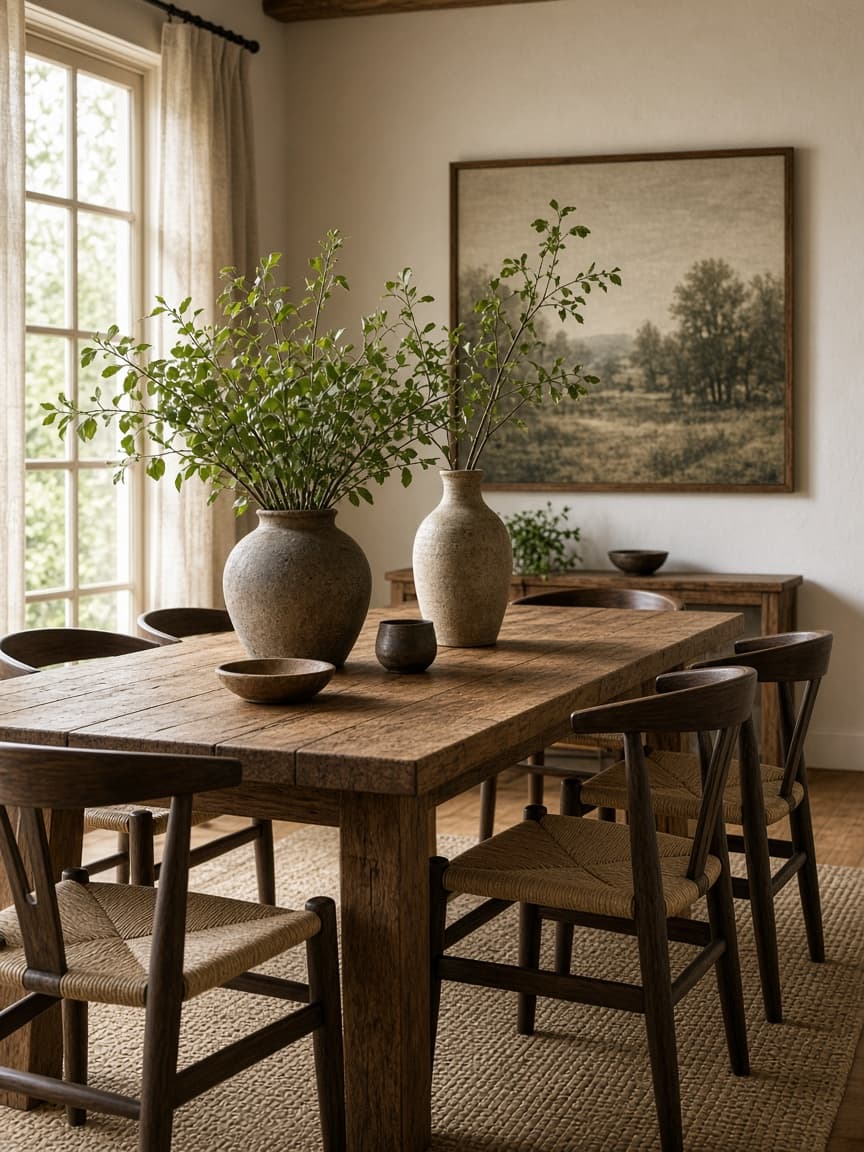 Dining room with solid wood table