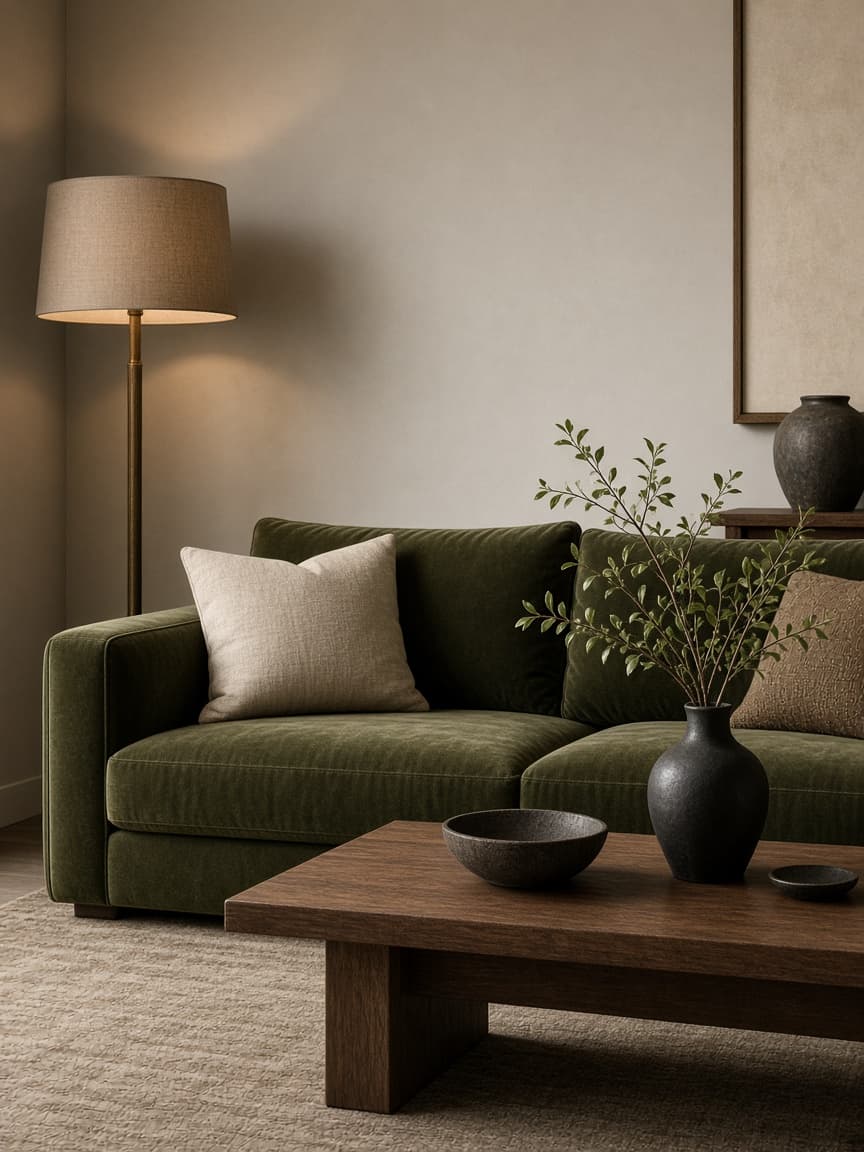 Living room with sculptural seating